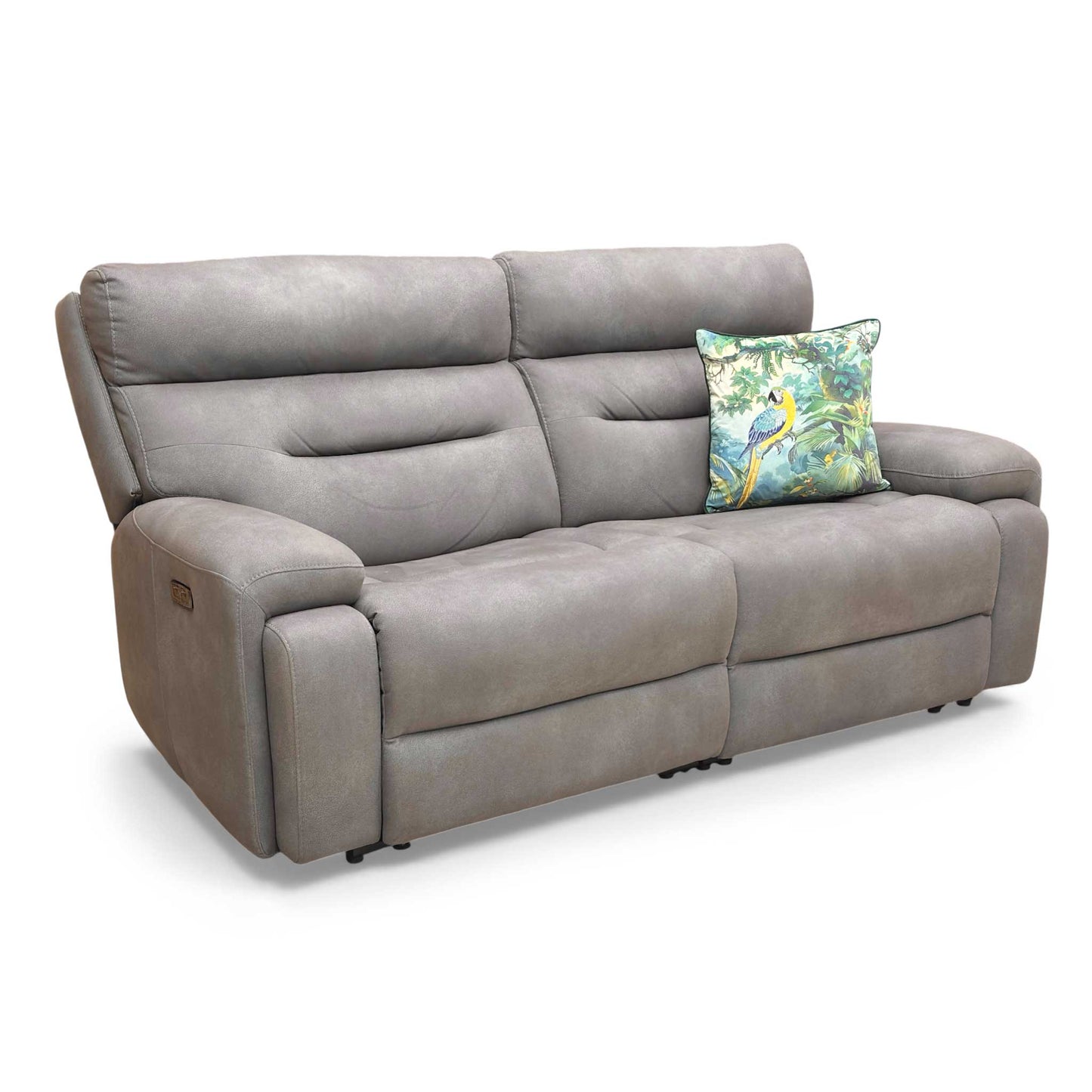 Side view of the armrest and profile of the sofa.