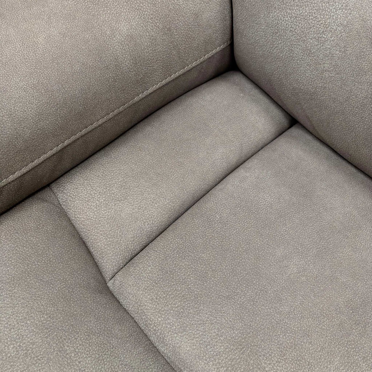 Detailed close-up of the Nappa Grey water-resistant fabric upholstery.