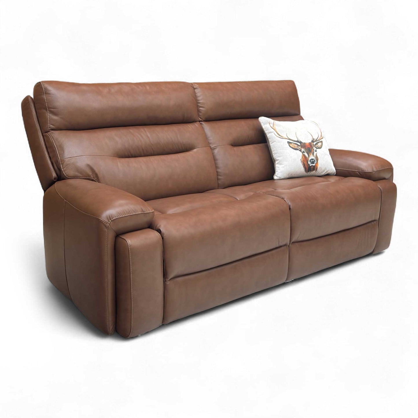 Side profile of the Cinemax 3 Seater Leather Sofa, showing its 102 cm height and deep seating for comfort.