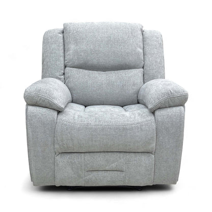 Full front view of the Weston Light Grey Manual Recliner Chair (96 cm wide), featuring its pad arm style.