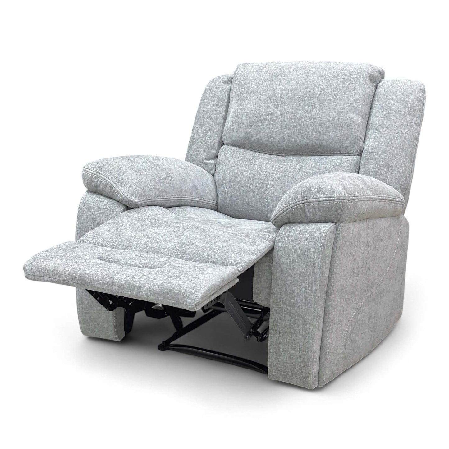 View of the Weston Recliner Chair fully reclined, demonstrating the extended footrest for optimal relaxation.