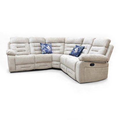 Angle focusing on the corner unit of the Wilbur sofa, showing the seamless L-shape configuration.