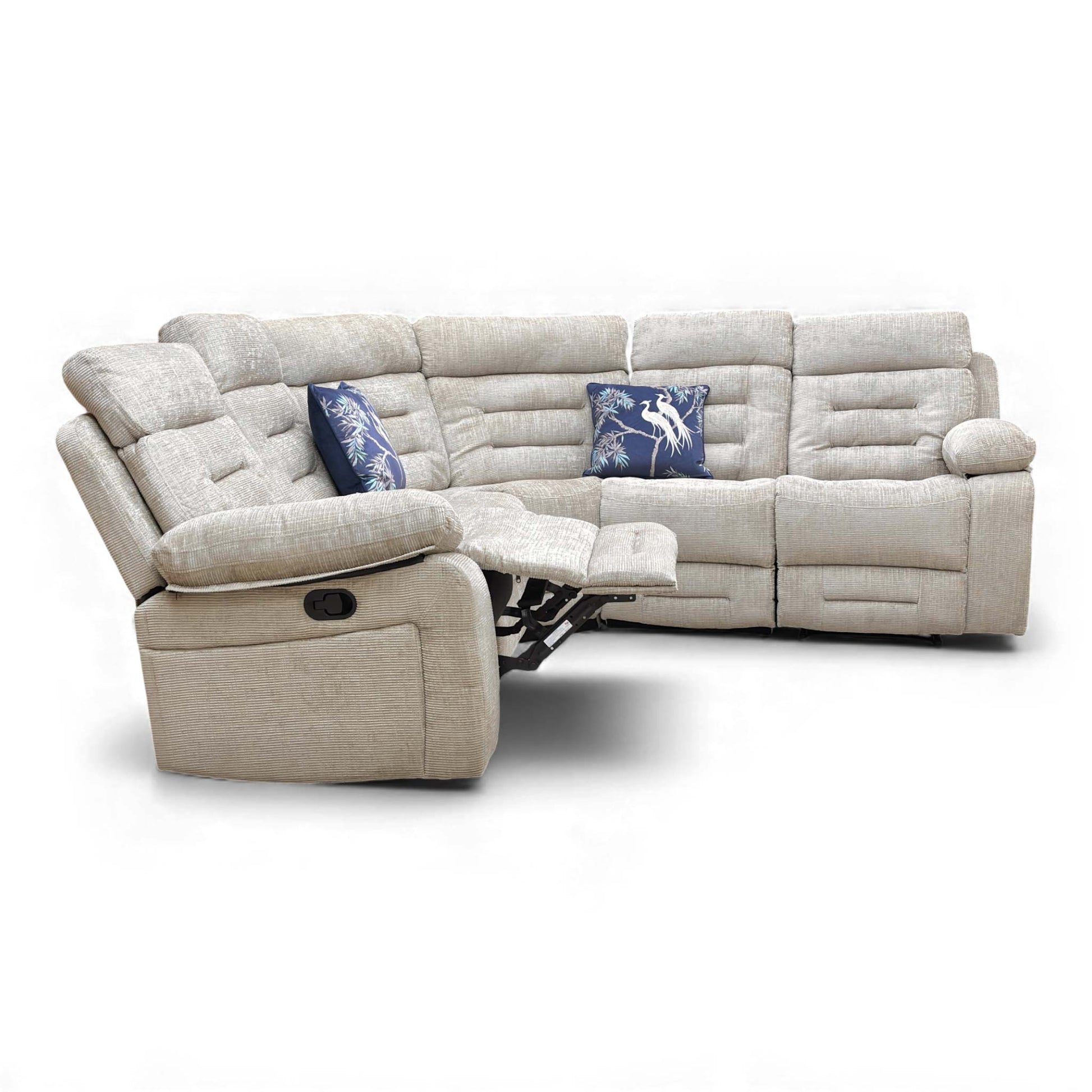 Angle focusing on the corner unit of the Wilbur sofa, showing the seamless L-shape configuration.