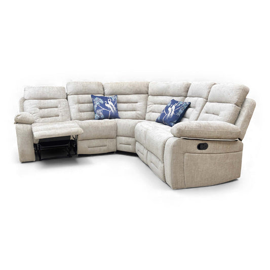 Angled view of the assembled corner sofa in a room setting.