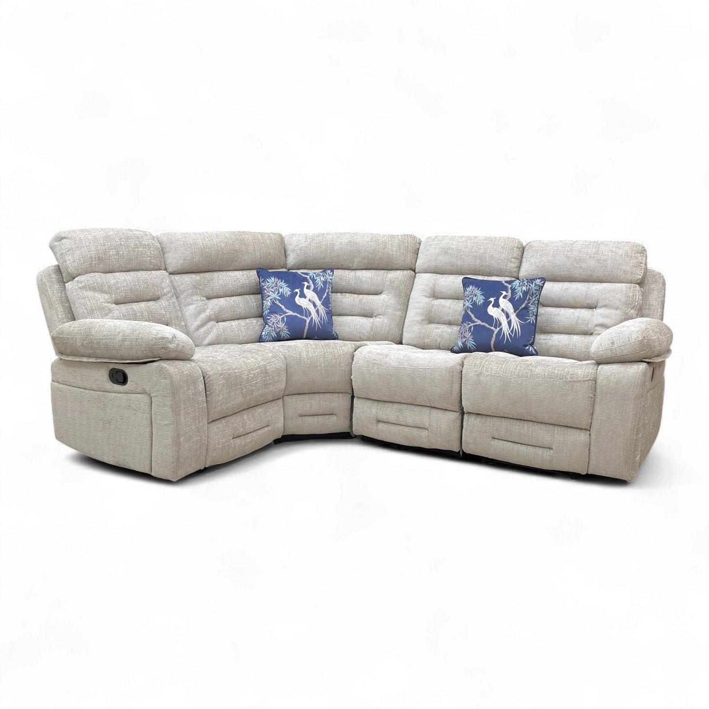 Front view of the Latte Corner Sofa Chaise, emphasizing its modular configuration and ample seating space.