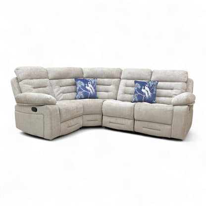 Front view of the Latte Corner Sofa Chaise, emphasizing its modular configuration and ample seating space.