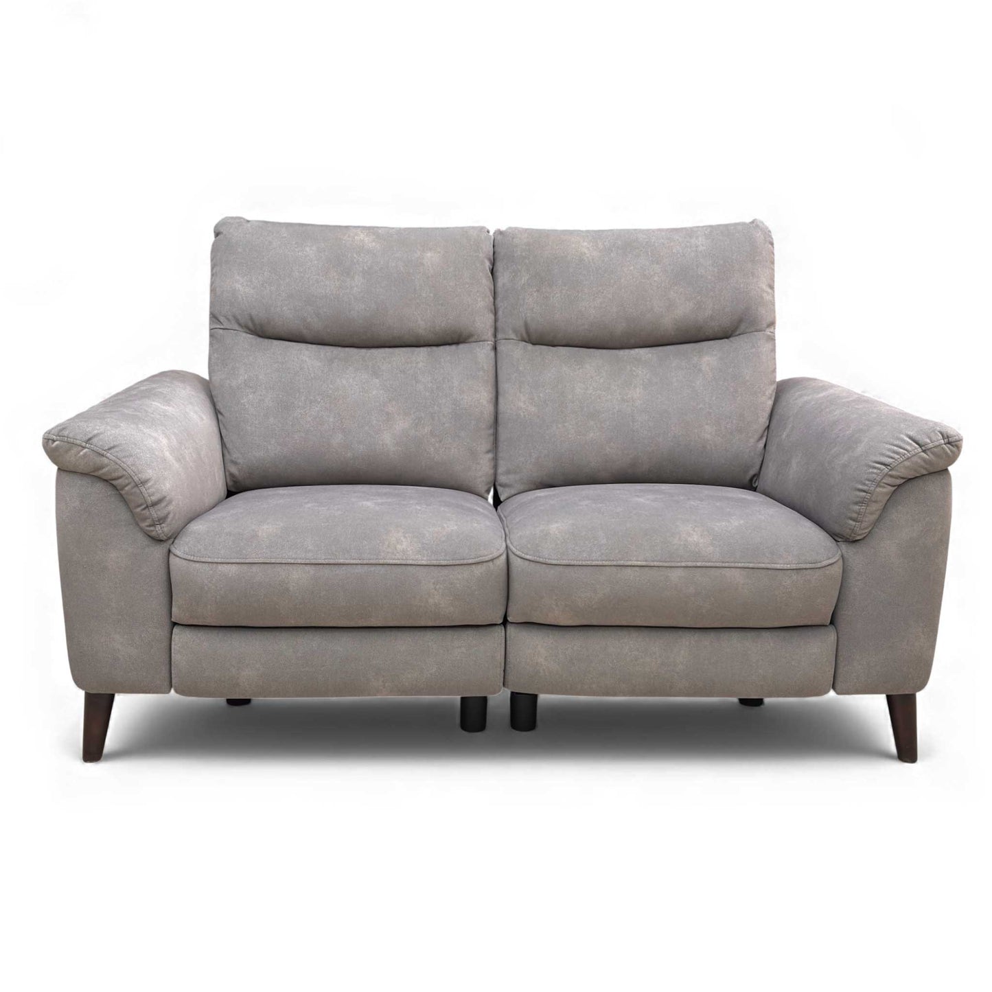 Full frontal view of the Morgan Dexter Mocha 2 Seater Power Recliner Sofa.