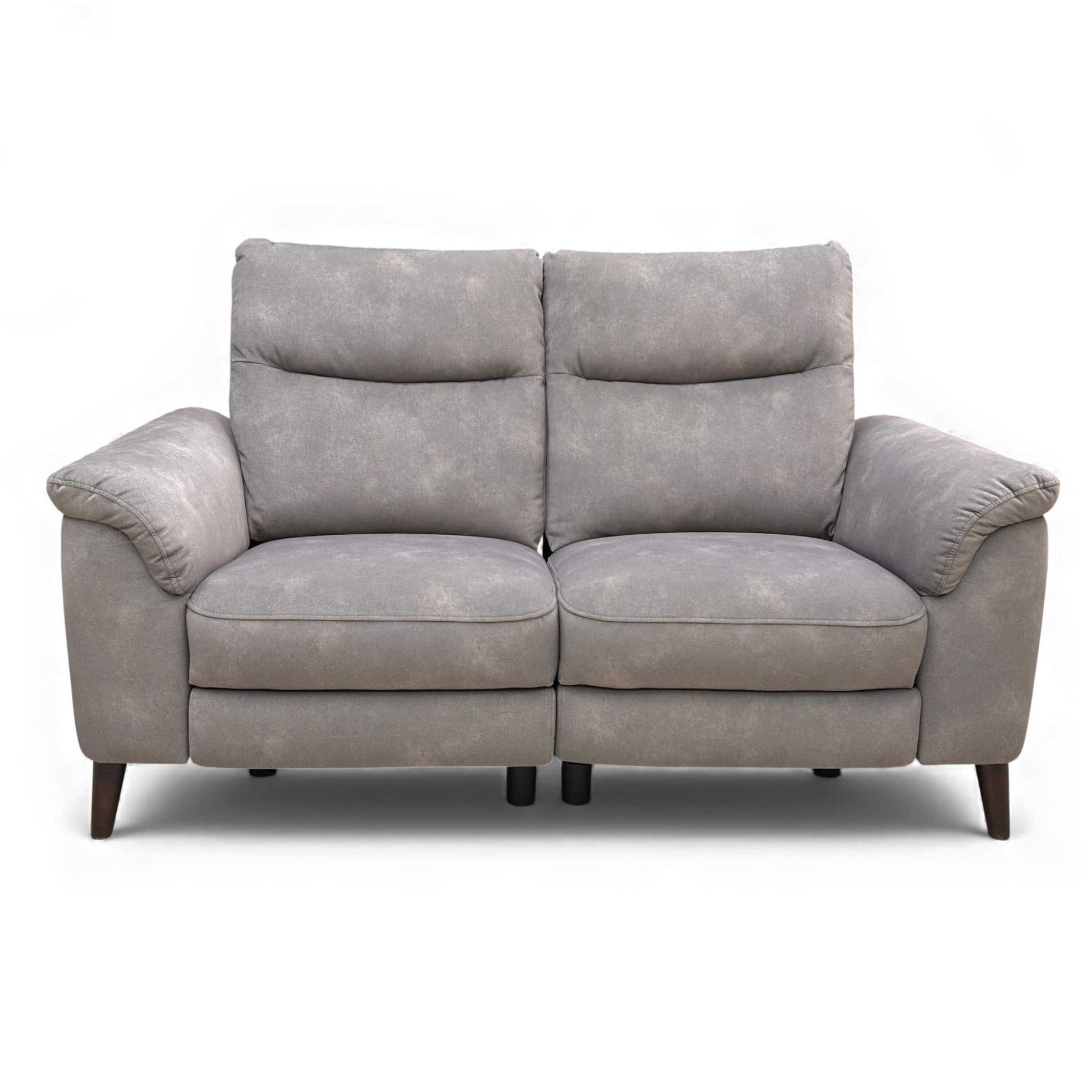 Full frontal view of the Morgan Dexter Mocha 2 Seater Power Recliner Sofa.