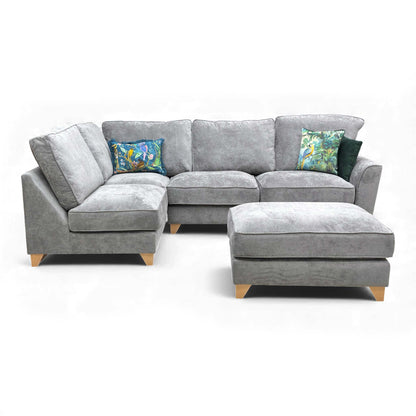 Overhead or wider view illustrating the full L-shaped configuration of the corner sofa.