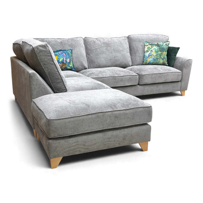 Rear view of the Legend Kingston Grey Fabric Corner Sofa, showing the clean lines of the back.