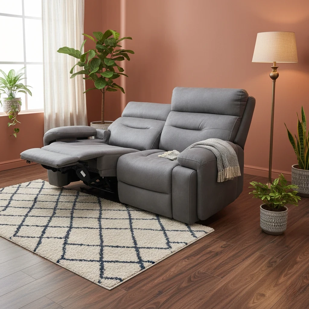 Living room of Digital rendering of the Cinemax 2 Seater Sofa, highlighting its generous, comfortable curves.