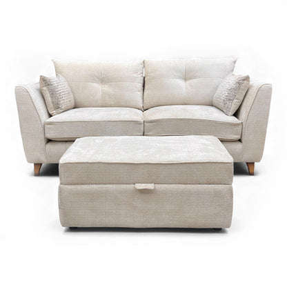 Full frontal view of the Allure Coco Ivory 3 Seater Sofa, emphasizing its clean lines and solid ivory colour.