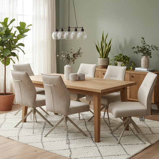 Living room of Digital rendering of the Mirage Swivel Dining Chair, emphasizing its contemporary style.