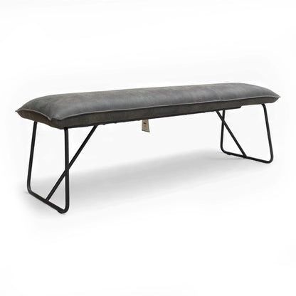 Full view of the Ruben Large Standard Dining Bench in Dark Grey Faux Suede, showcasing its contemporary design.