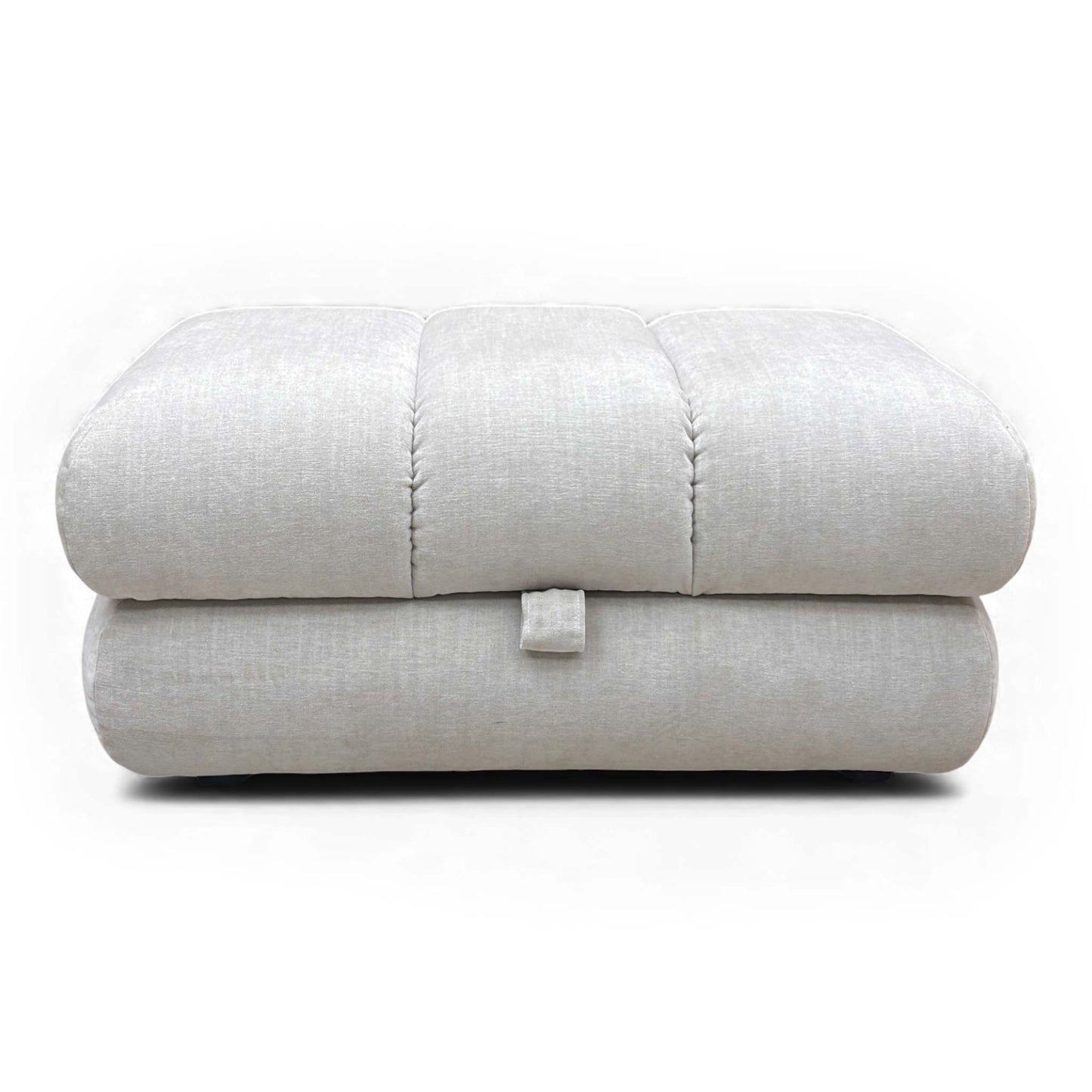 Side view of the Waldorf Footstool showing its height and depth.