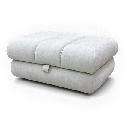 Side profile of the Waldorf Footstool showing its height and depth.