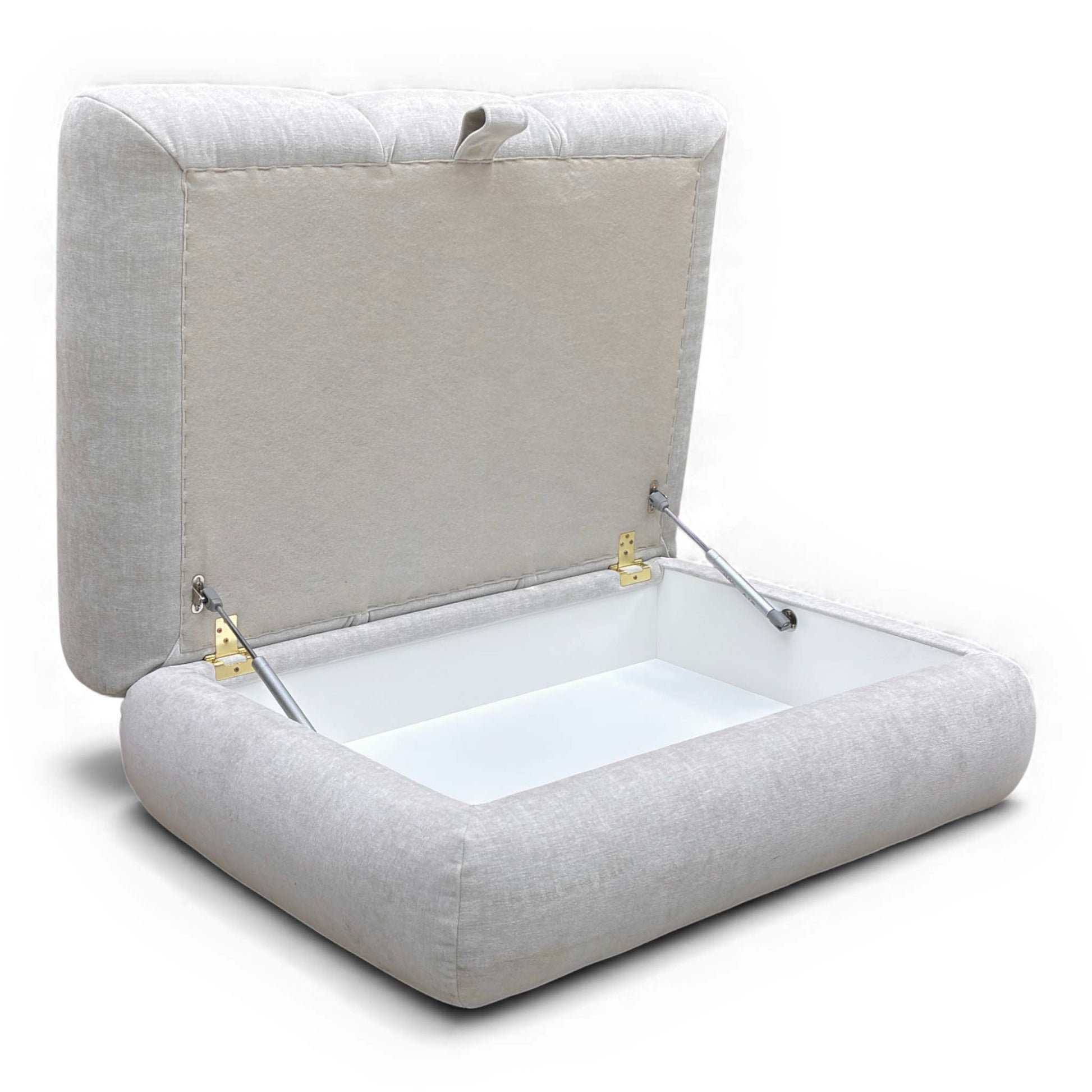 Contextual image of the Taupe Storage Footstool in a living room setting.