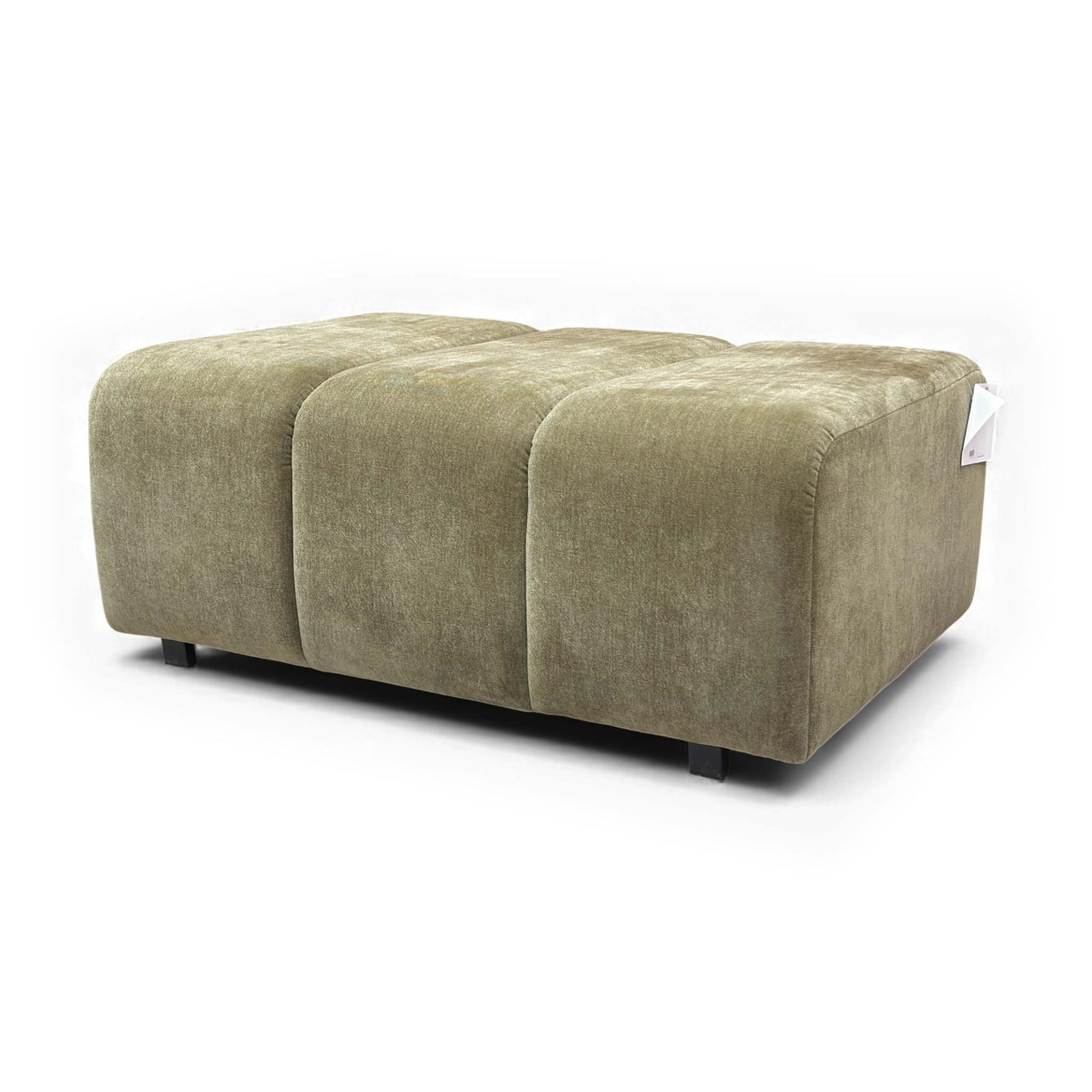 Side profile of the Waldorf Footstool showing its height and depth.