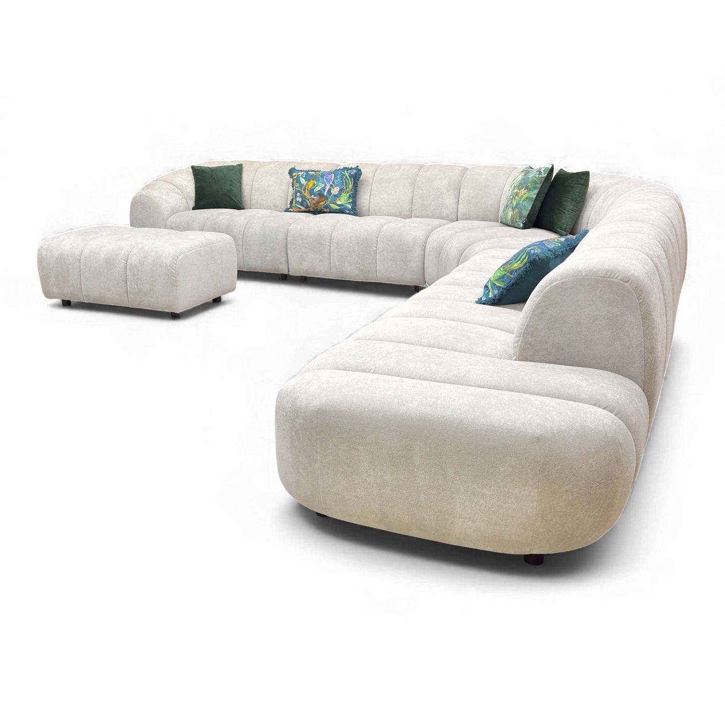 Overhead or aerial view showing the full dimensions and layout of the corner sofa.