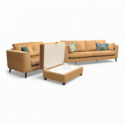 View of the Large Storage Footstool open to show the storage space.