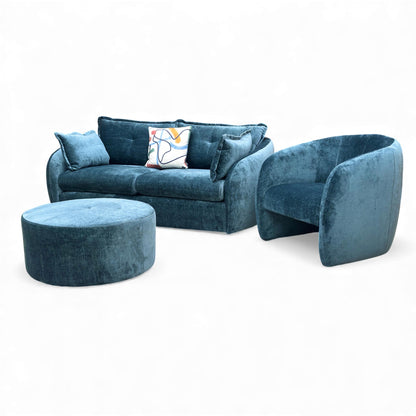 View of the Portobello Accent Chair and matching Round Footstool.