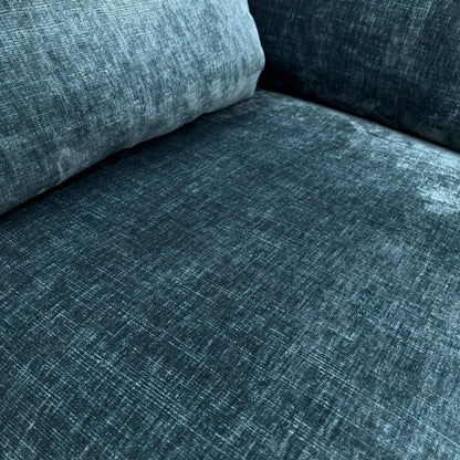 Close-up of the Navy Blue Luxury Chenille upholstery on the Portobello set.