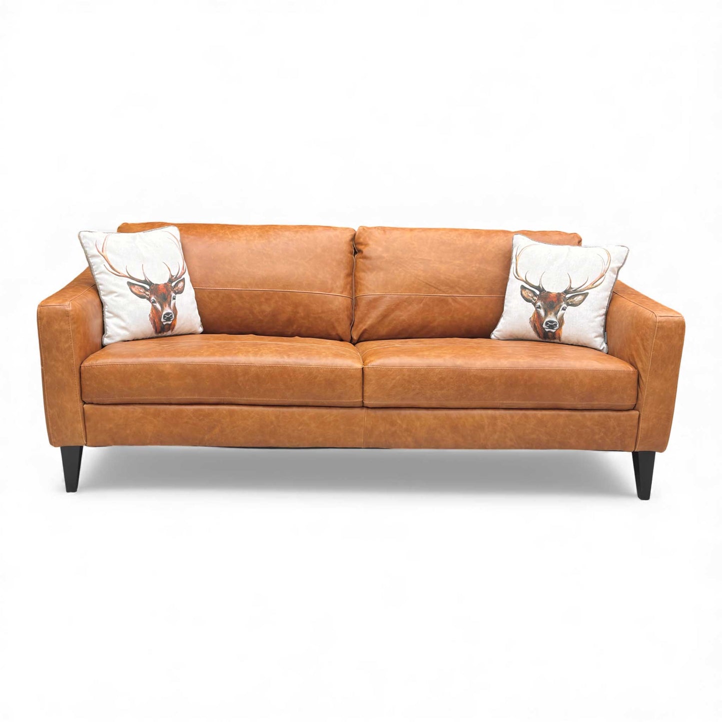 Full front view of the Oslo Distressed Leather Sofa.