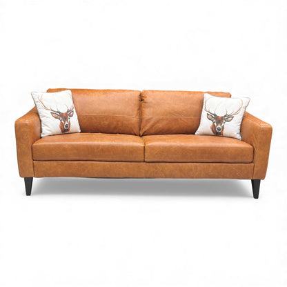 Full front view of the Oslo Distressed Leather Sofa.