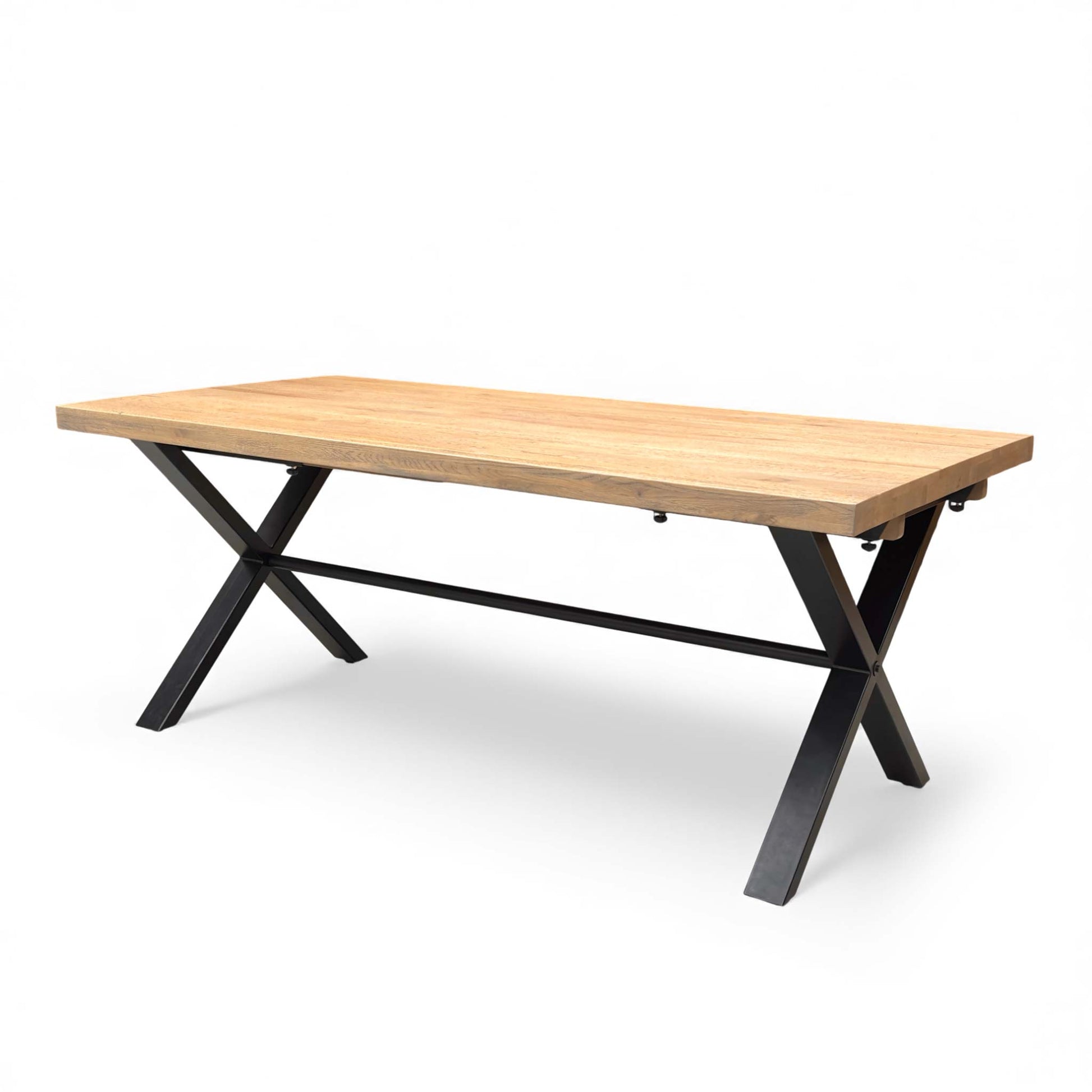 Side view of the Saturn Dining Table showing the proportion and height of the fixed table.
