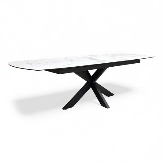 ‘Jose’ Matt Marble Ceramic Top 200cm Pop-Up Extending Dining Table