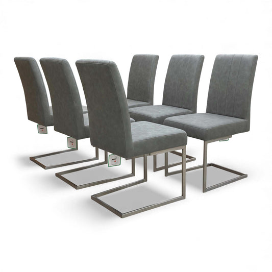 ‘Grigio’ Grey Faux Leather Cantilever Dining Chair - Set of 6