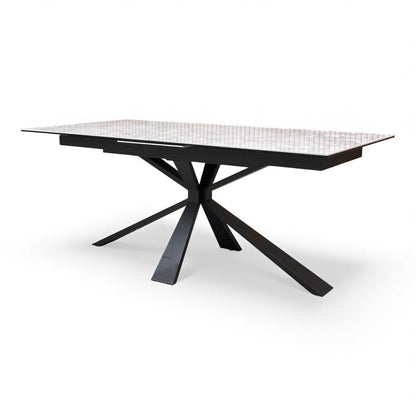 Side profile view of the Crete White Ceramic Table.