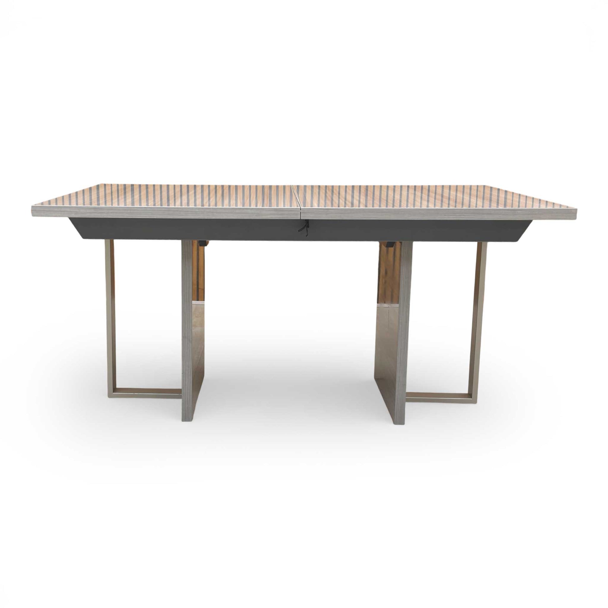 The table in its fully extended 210cm position, set up for a larger dining arrangement.