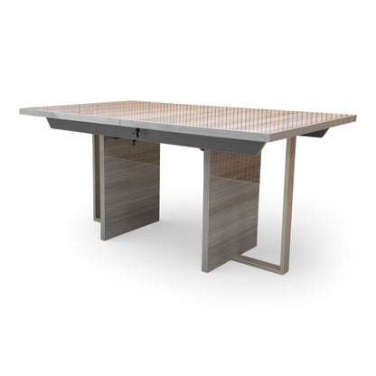 Side perspective highlighting the unique combination of high-gloss and transparent acrylic legs.