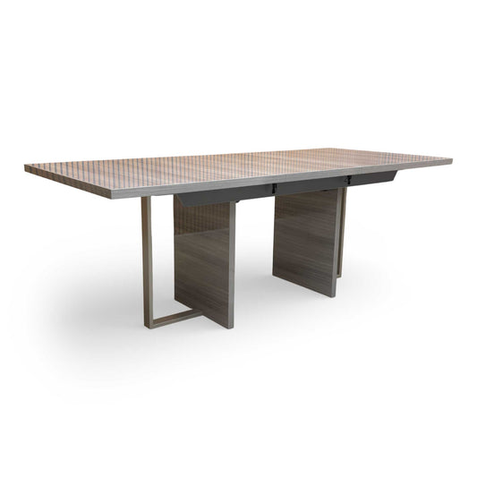 Full  view of the ALF 'Corrado' dining table in high-gloss grey, showcasing its sleek modern design.