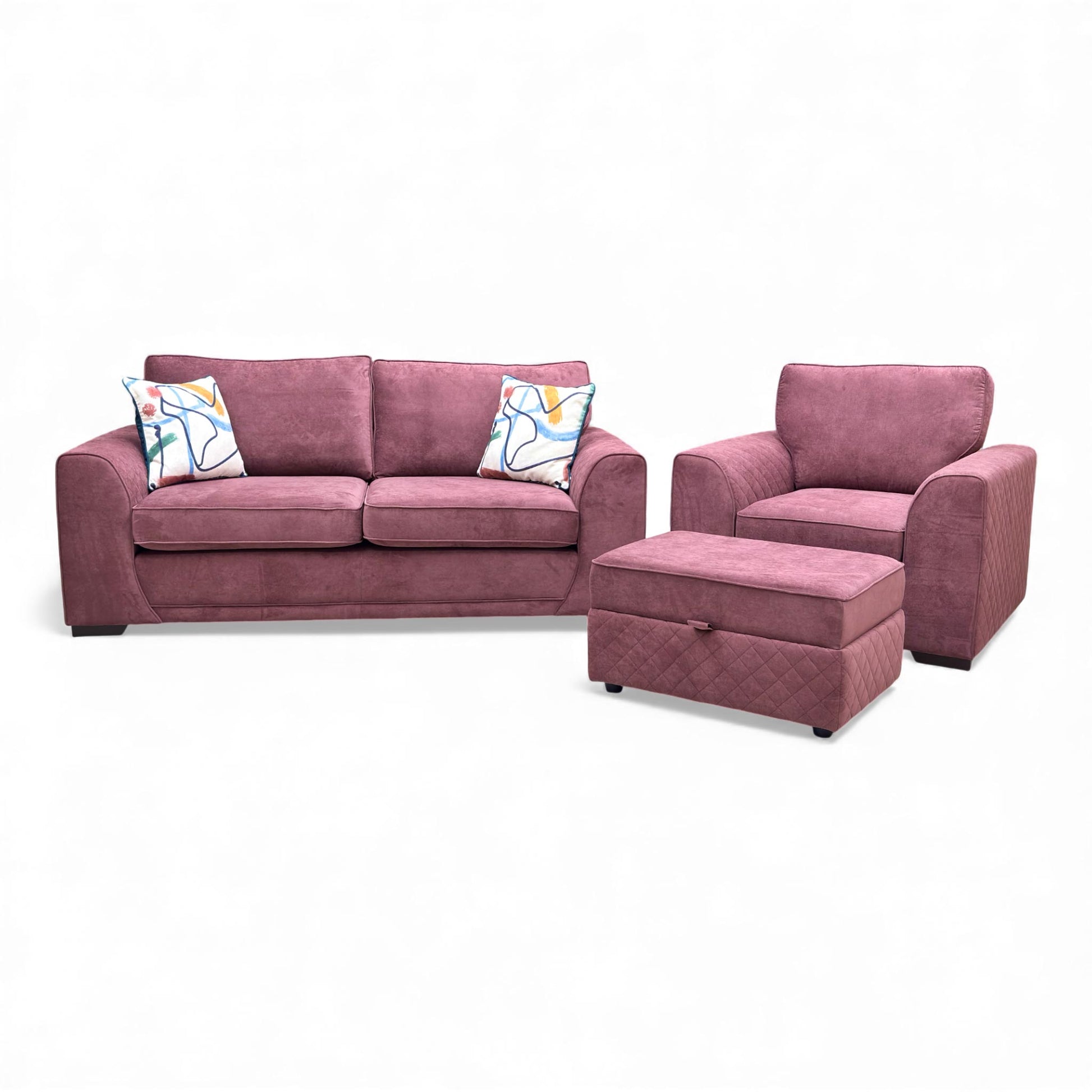 Full front view of the Orka 3 Seater Sofa Set