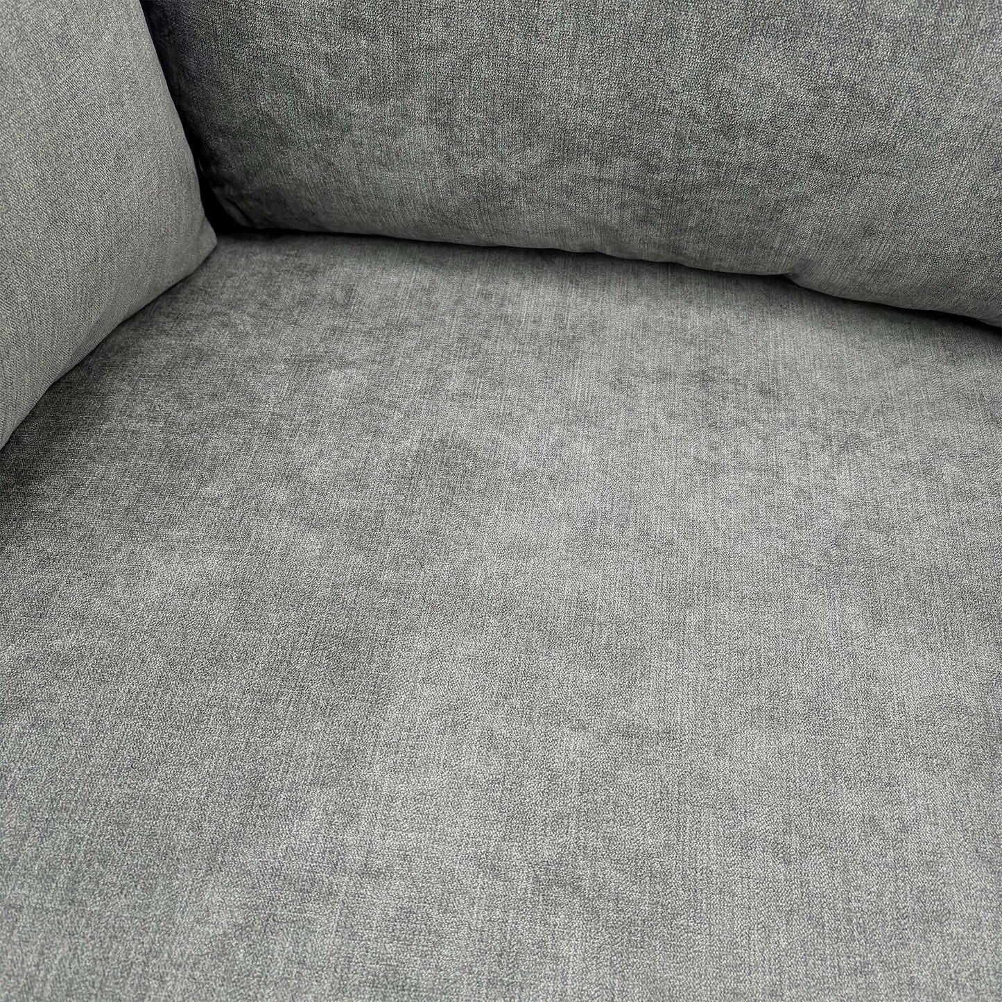 Close-up of the Graphite Grey Plaza Linen lightly brushed, plain weave fabric texture.