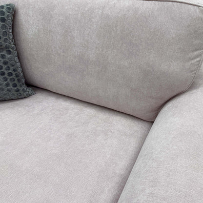 Close-up of the Lilac Plaza Linen lightly brushed, plain weave fabric texture.