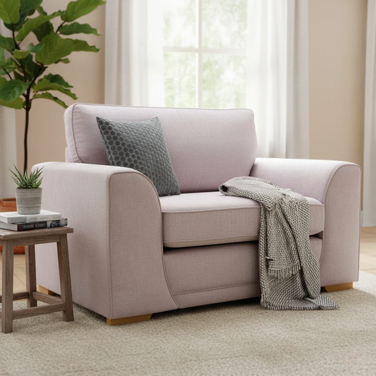 Living Room of the Orka Cuddler Chair, highlighting the non-quilted design.