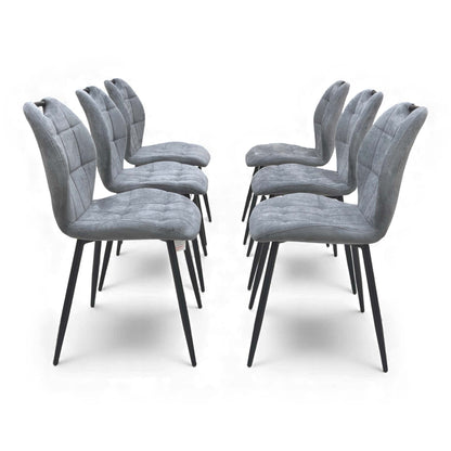 Front view of multiple Alva Charcoal Grey Dining Chairs lined up.