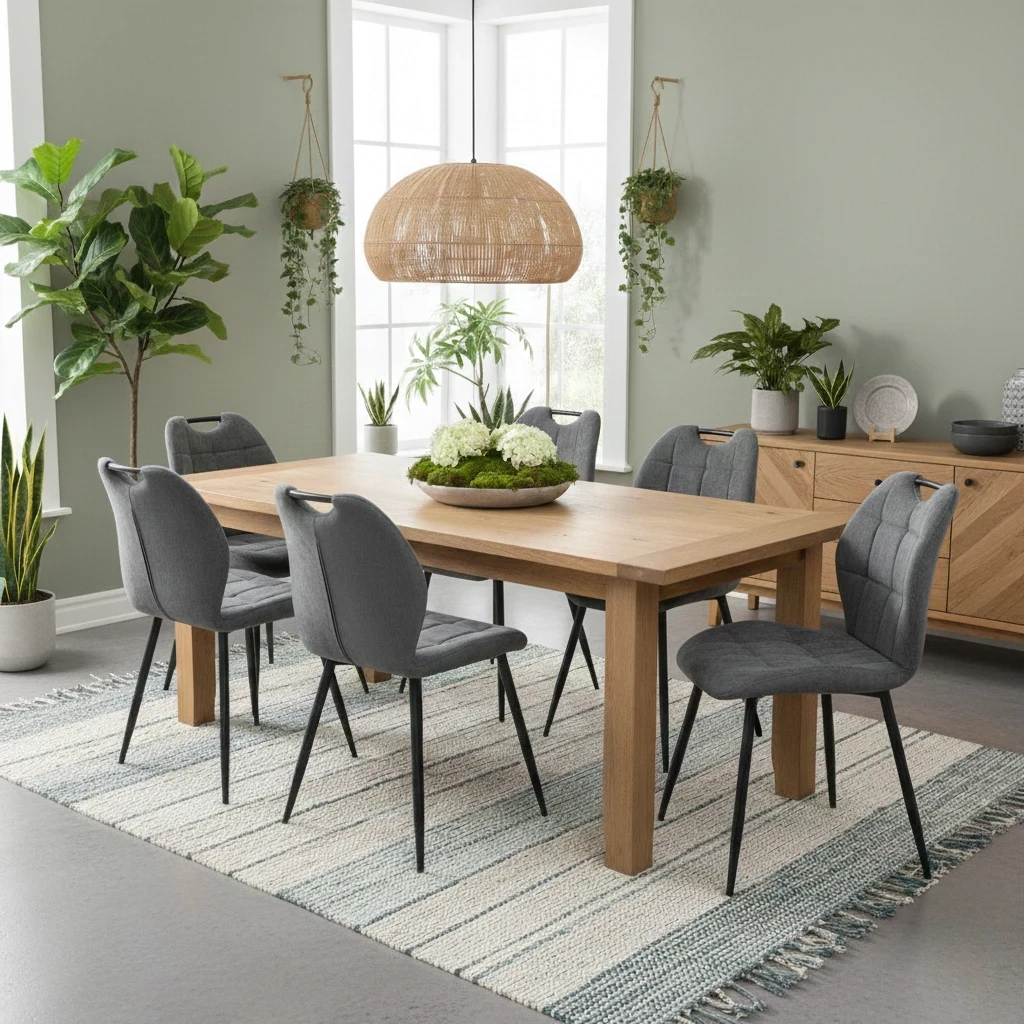 Living Room of the Alva Fixed Dining Chair in charcoal grey.