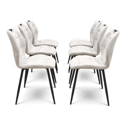 Front view of multiple Alva Beige Dining Chairs lined up.