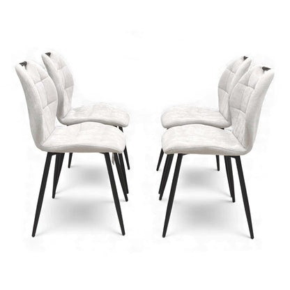 Front view of multiple Alva Beige Dining Chairs lined up.