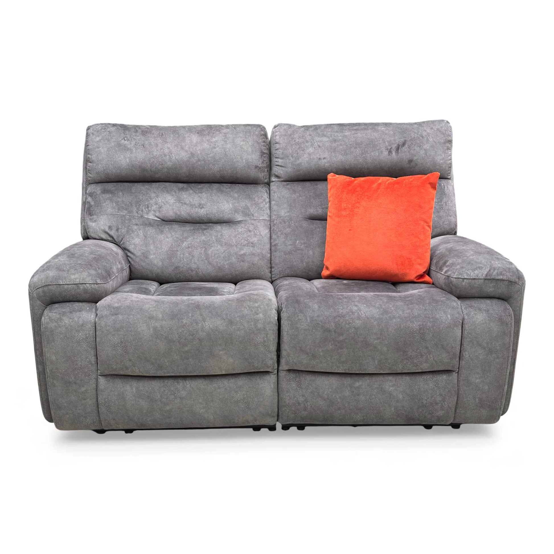 Full view of the Cinemax 'BE-0101' 2 Seater Power Recliner Sofa upholstered in Marble Dark Grey Velvet.