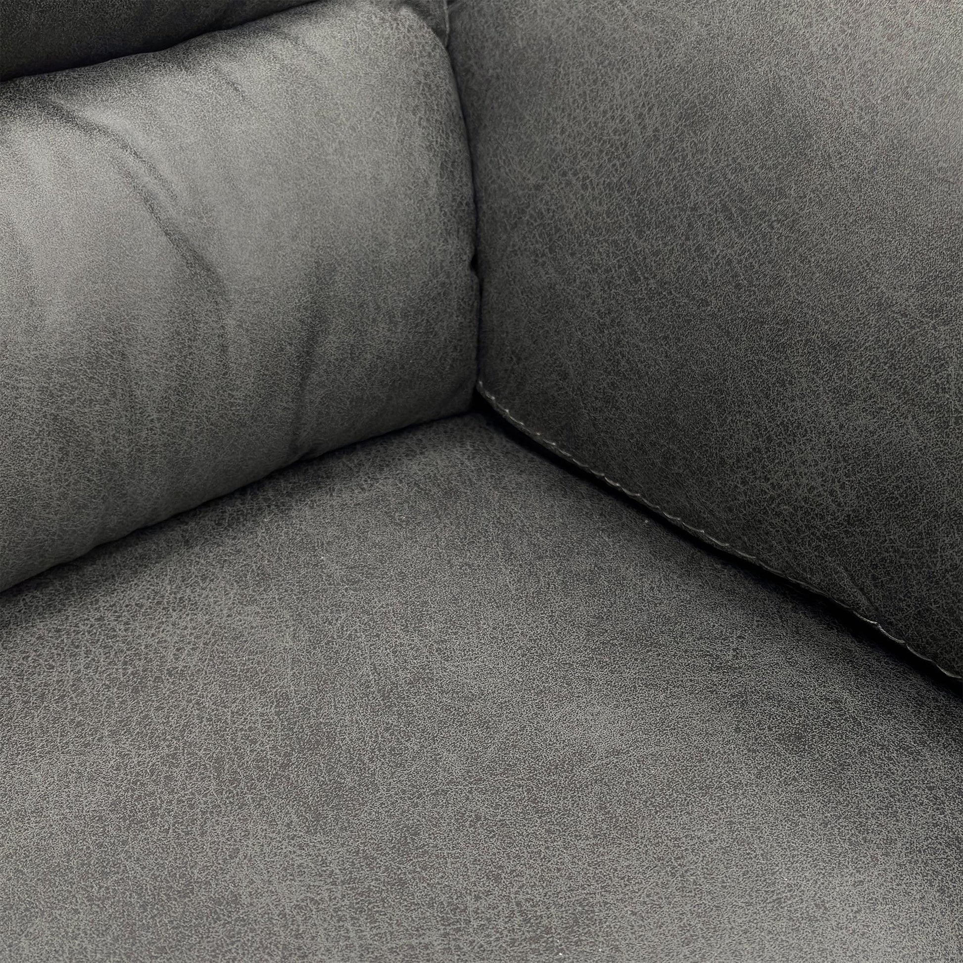 Close-up of the Charcoal Grey microfibre fabric, highlighting the soft-touch texture, breathable material, and premium finish of the Vegas collection.