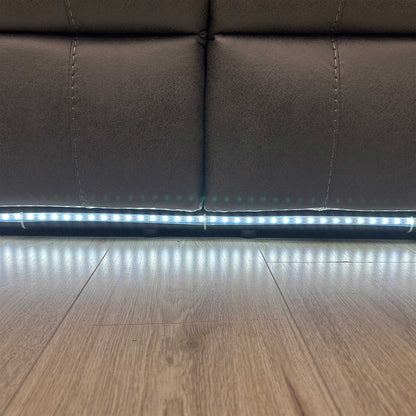 The Vegas 3-Seater Sofa at night, highlighting the integrated LED lighting feature.
