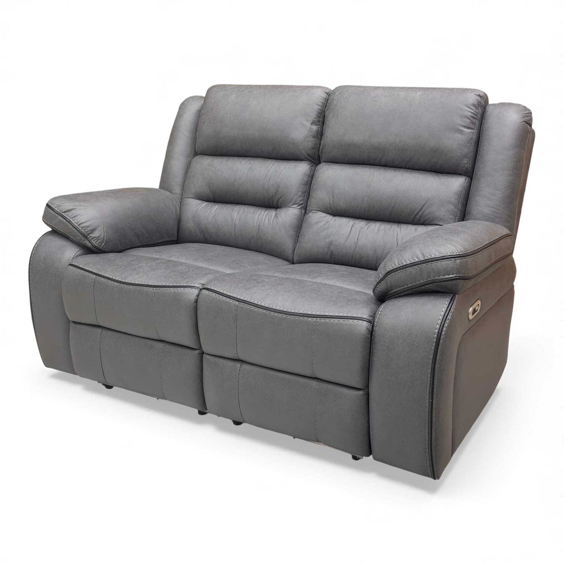 Side view of the Vegas 2-Seater Power Recliner Sofa, highlighting the pad arm design and high back.