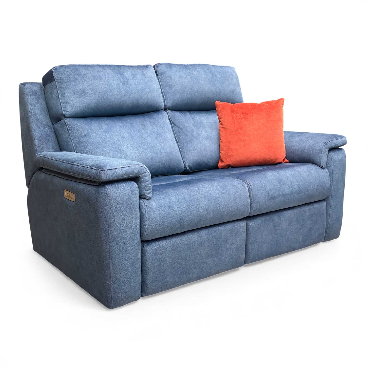 Angle View of the sofa from the side, emphasizing the wide armrests.