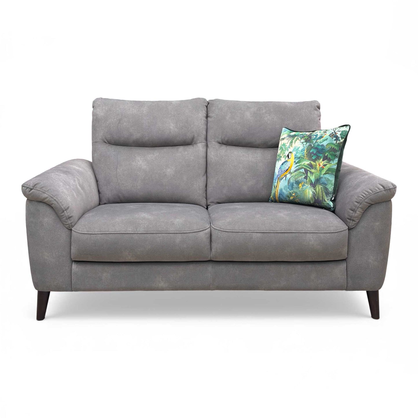 Full front view of the Morgan 'Dexter' 2 Seater Sofa in luxurious Mocha Velvet.