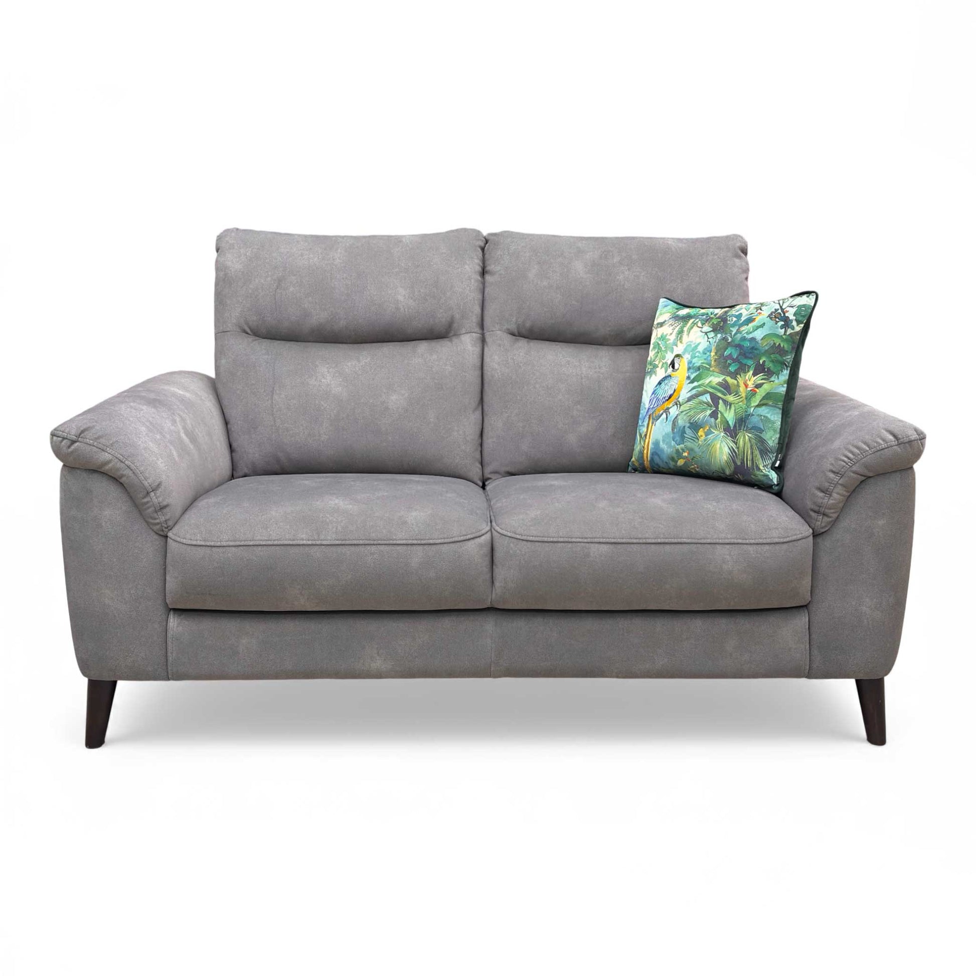 Full front view of the Morgan 'Dexter' 2 Seater Sofa in luxurious Mocha Velvet.